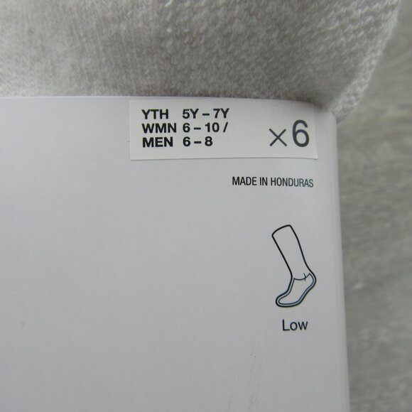 Nike Everyday Plus Cushion Low Socks White 6 Pack Women's 6-10 / Youth 5Y-7Y NEW - Picture 3 of 10